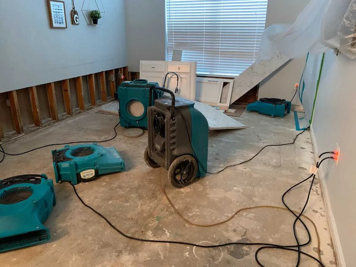 Dehumidifier in flood-cut room for Water Damage Restoration in Grosse Pointe